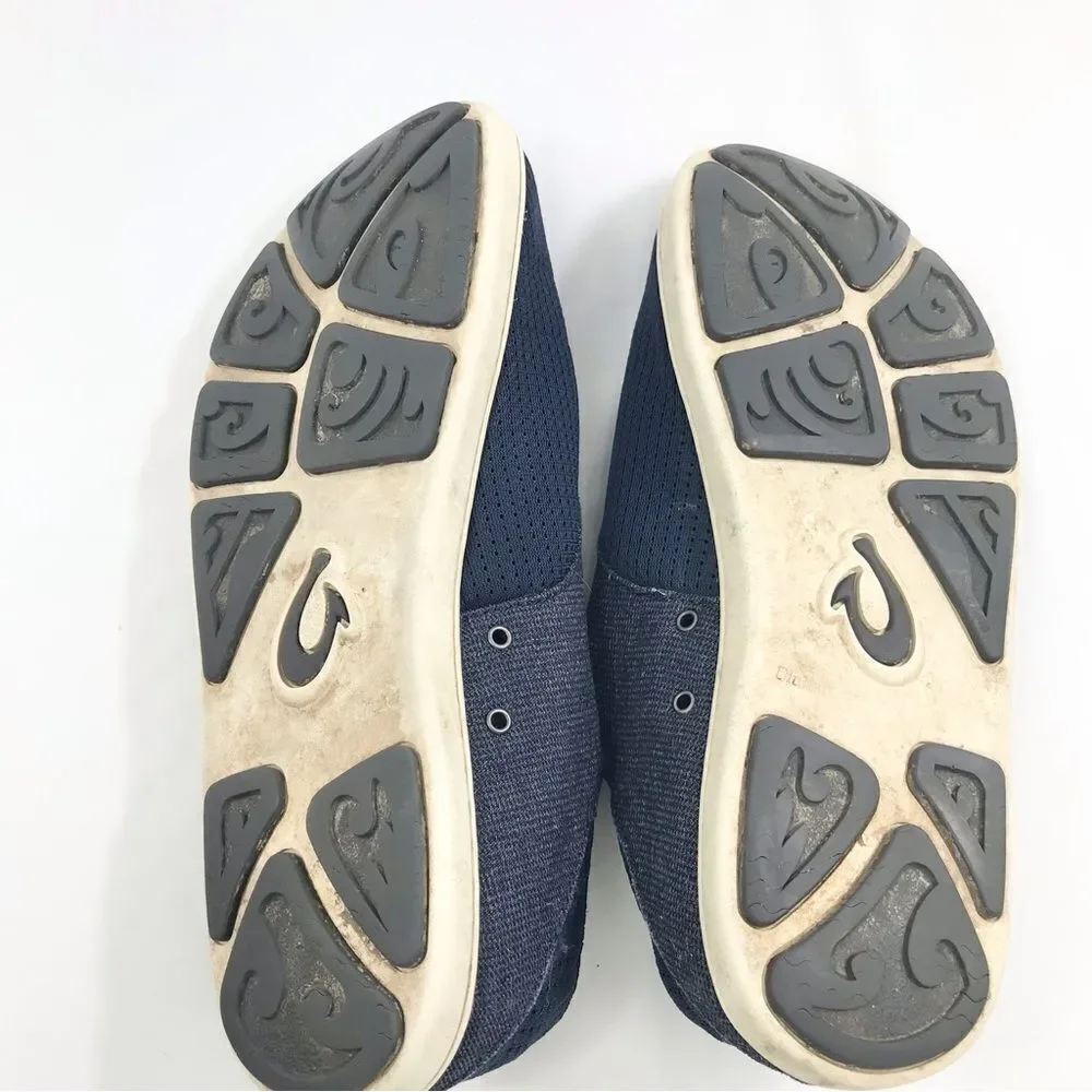 Olukai Nohea Moku Lightweight Mesh Slip On Deck Loafers in Dark Shadow Gray